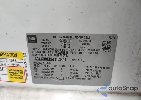 2015 Buick Enclave Leather from USA, damaged, VIN 5GAKRBKD6FJ182446